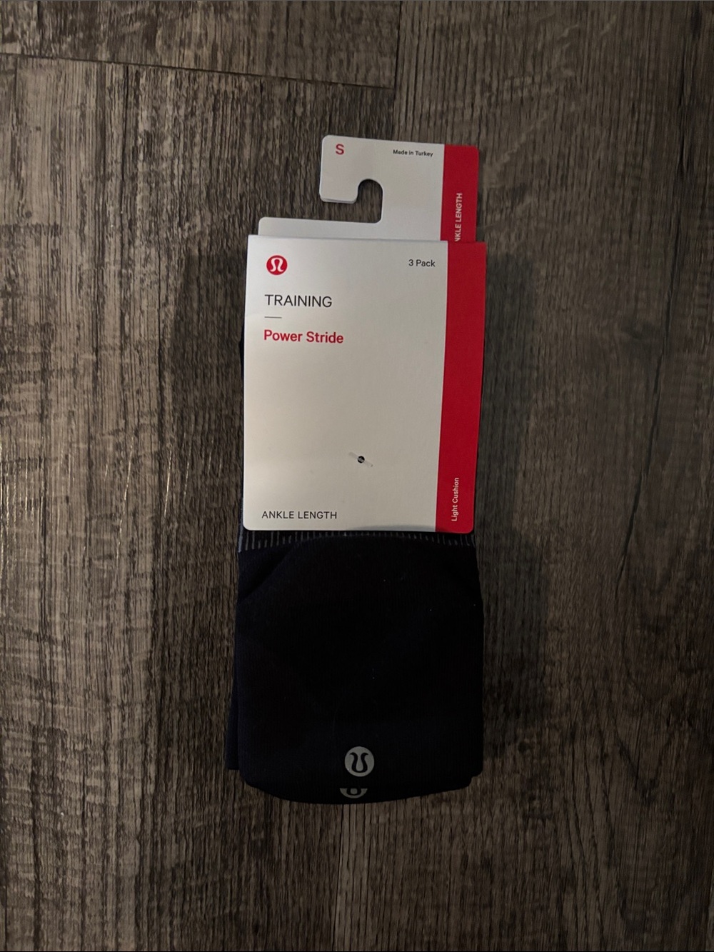 Lululemon Power Stride Ankle Socks (3 Pairs) - Black - Size Small